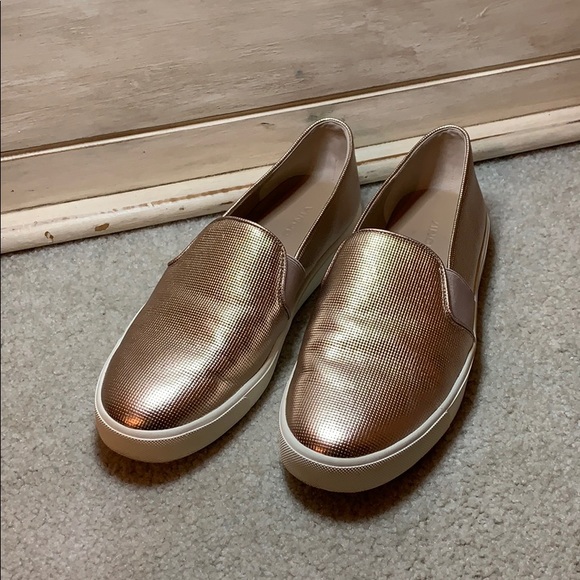 Vince Shoes - Vince metallic rose gold slip on loafers